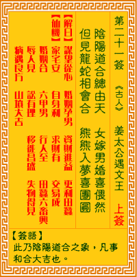 观音灵签白话文解签：第21签