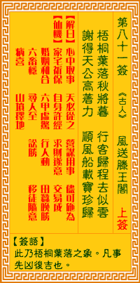 观音灵签白话文解签：第81签